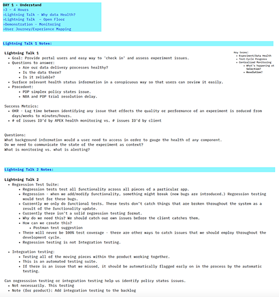 Day 1 Lightning Talks and Agenda